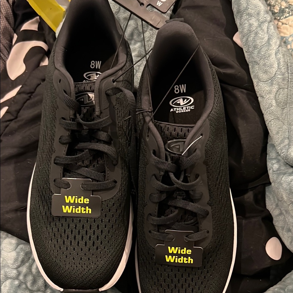 Athletic Works Black Wide Width Sneakers